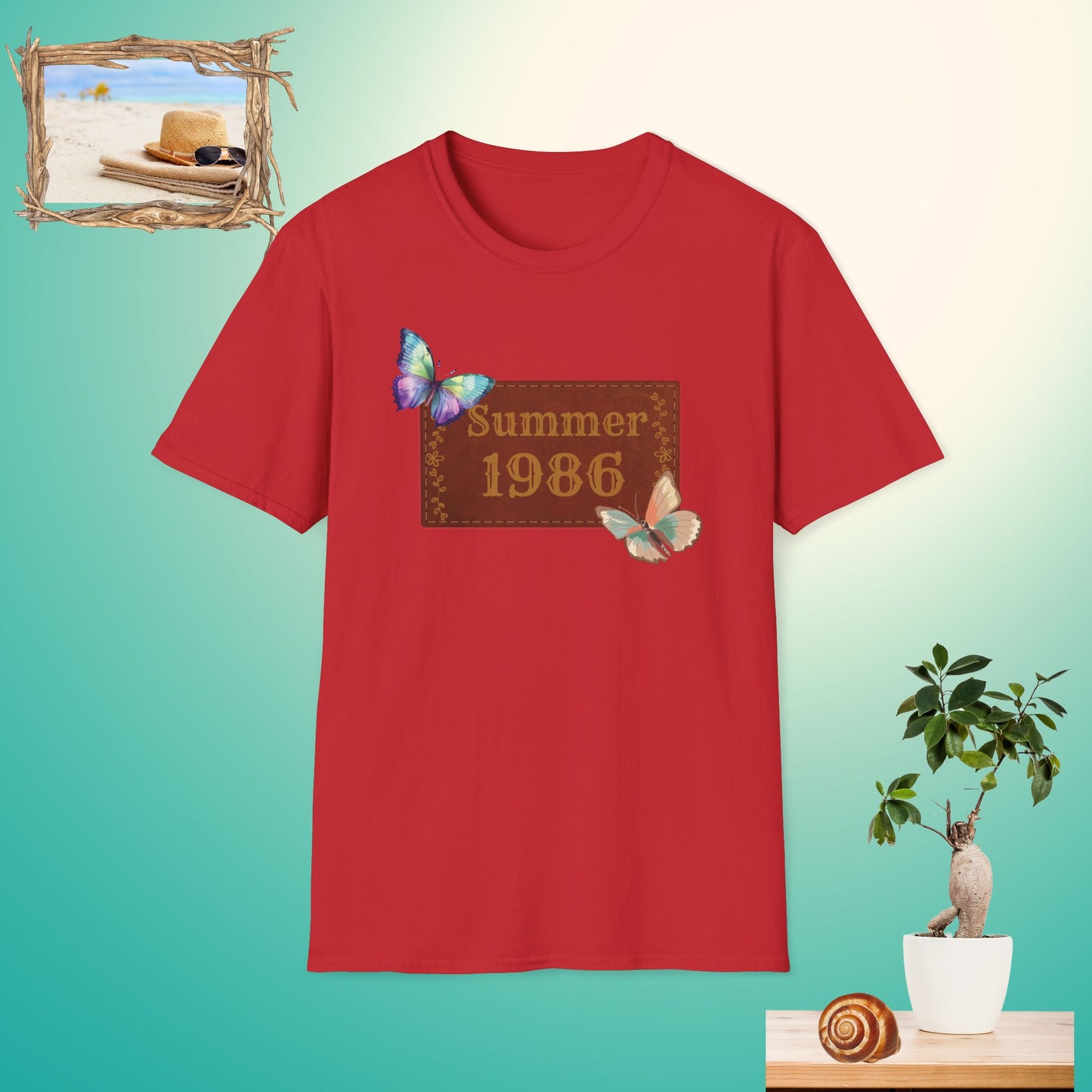 Vintage Summer 1986 Butterfly Unisex Softstyle T-Shirt