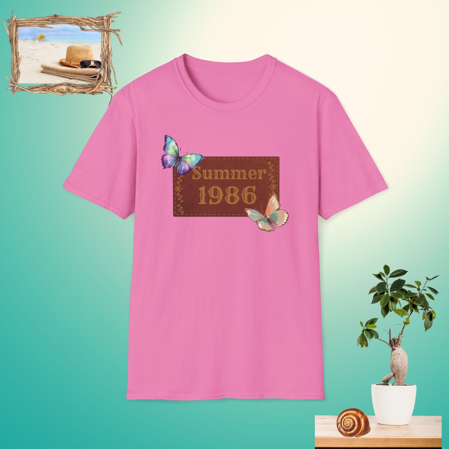 Vintage Summer 1986 Butterfly Unisex Softstyle T-Shirt