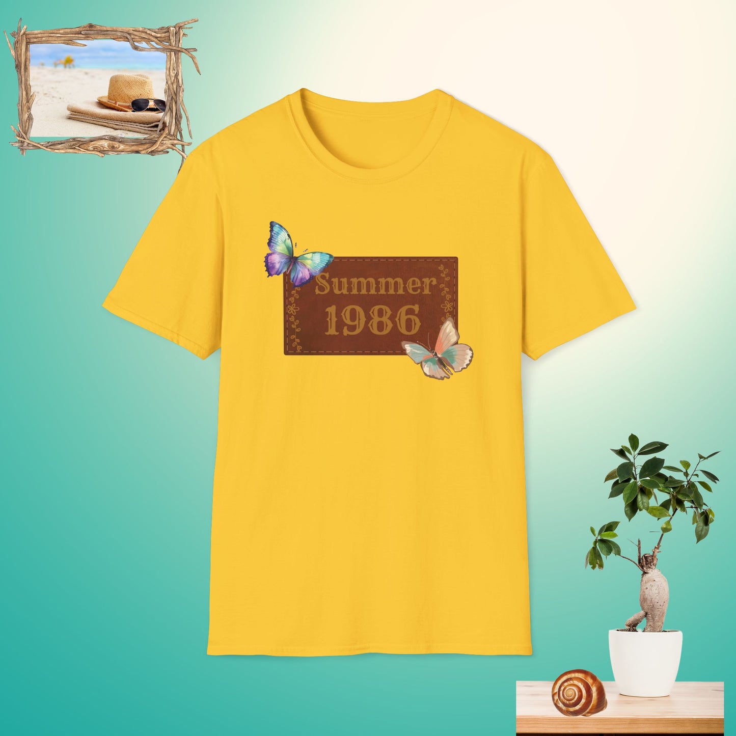 Vintage Summer 1986 Butterfly Unisex Softstyle T-Shirt