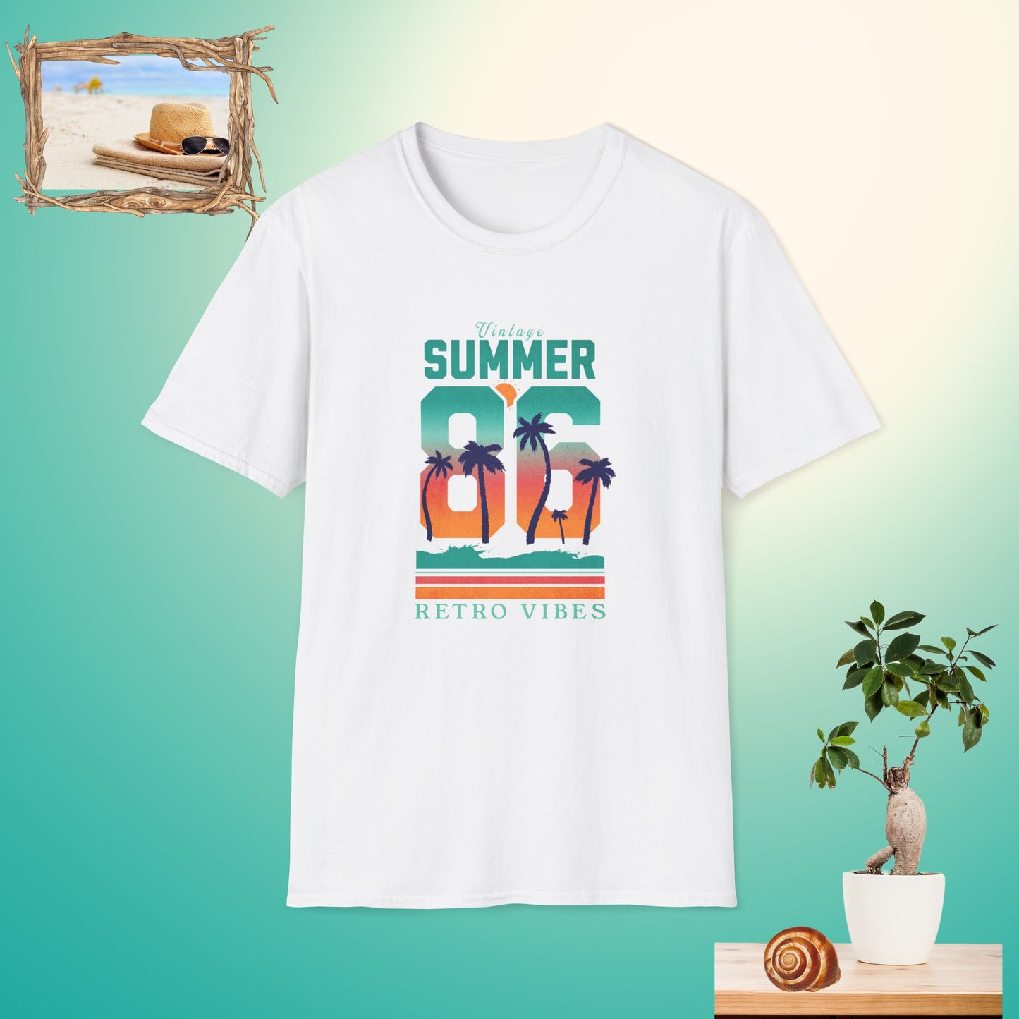 Unisex Retro Summer T-Shirt - 'Summer 86' Palm Vibes