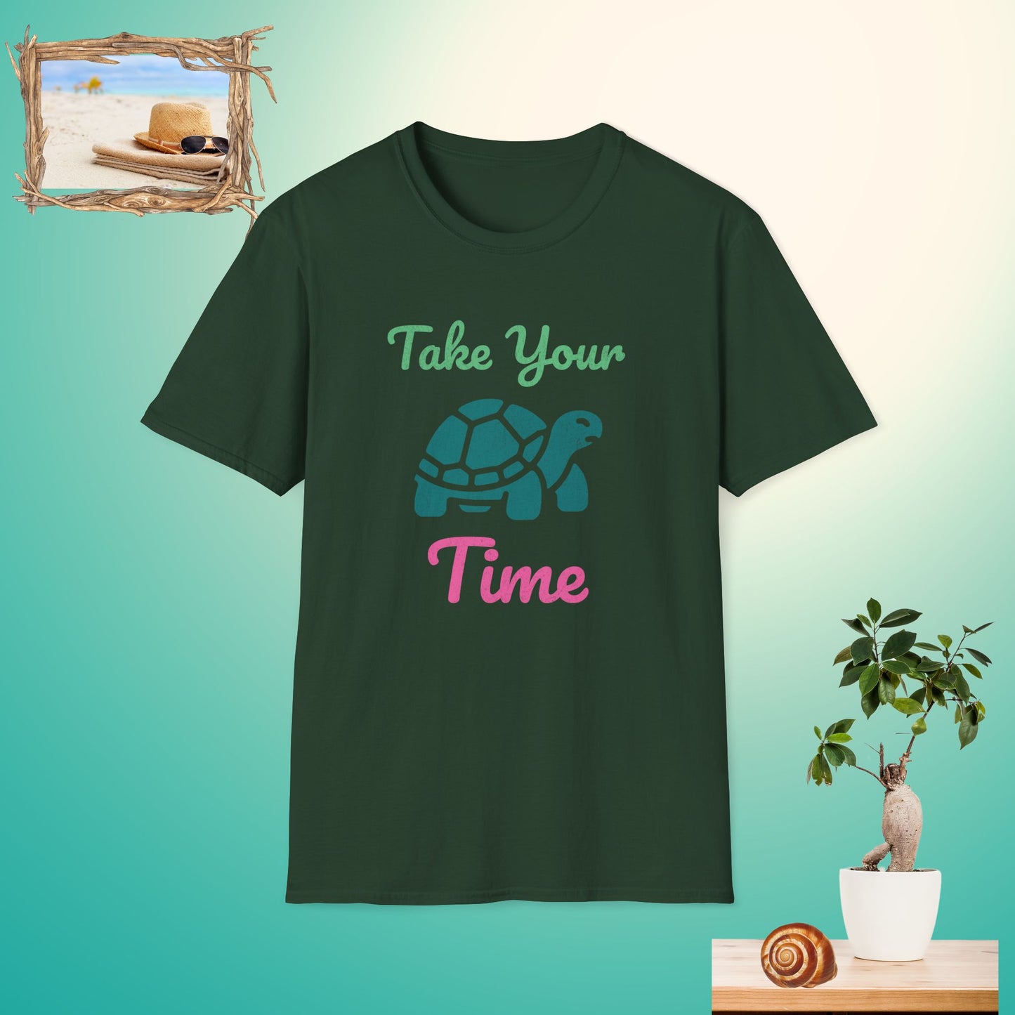 Take Your Time Turtle Dark Unisex Softstyle T-Shirt