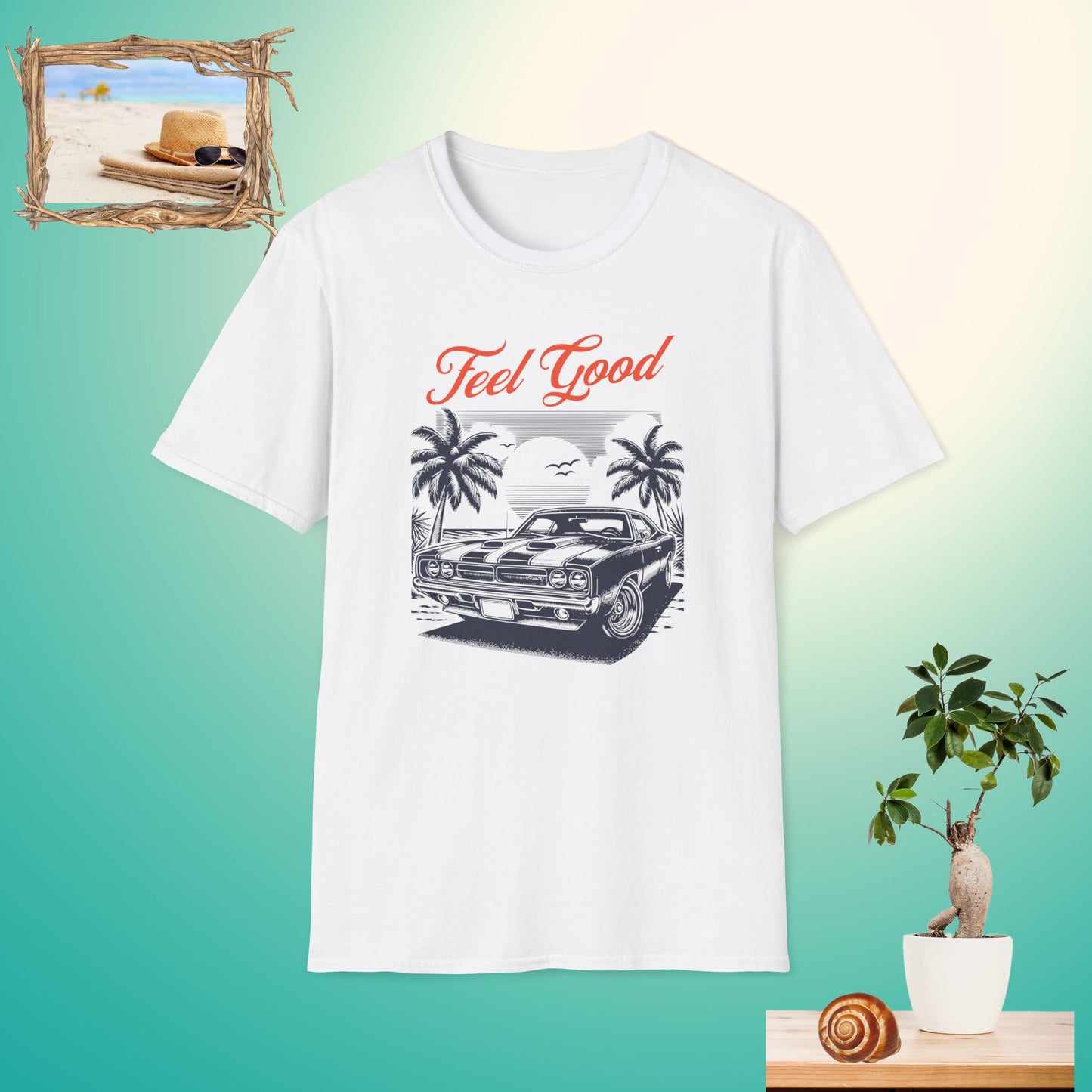 Feel Good Retro Car Unisex Softstyle T-Shirt