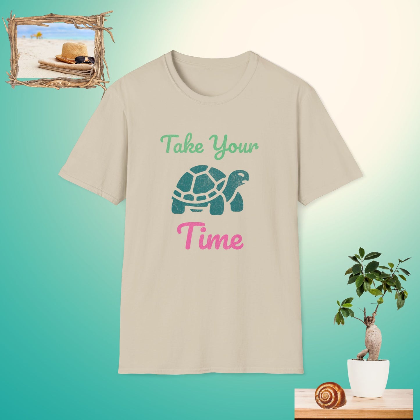 Take Your Time Turtle Dark Unisex Softstyle T-Shirt