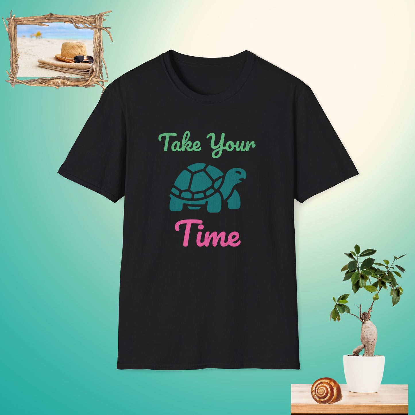 Take Your Time Turtle Dark Unisex Softstyle T-Shirt