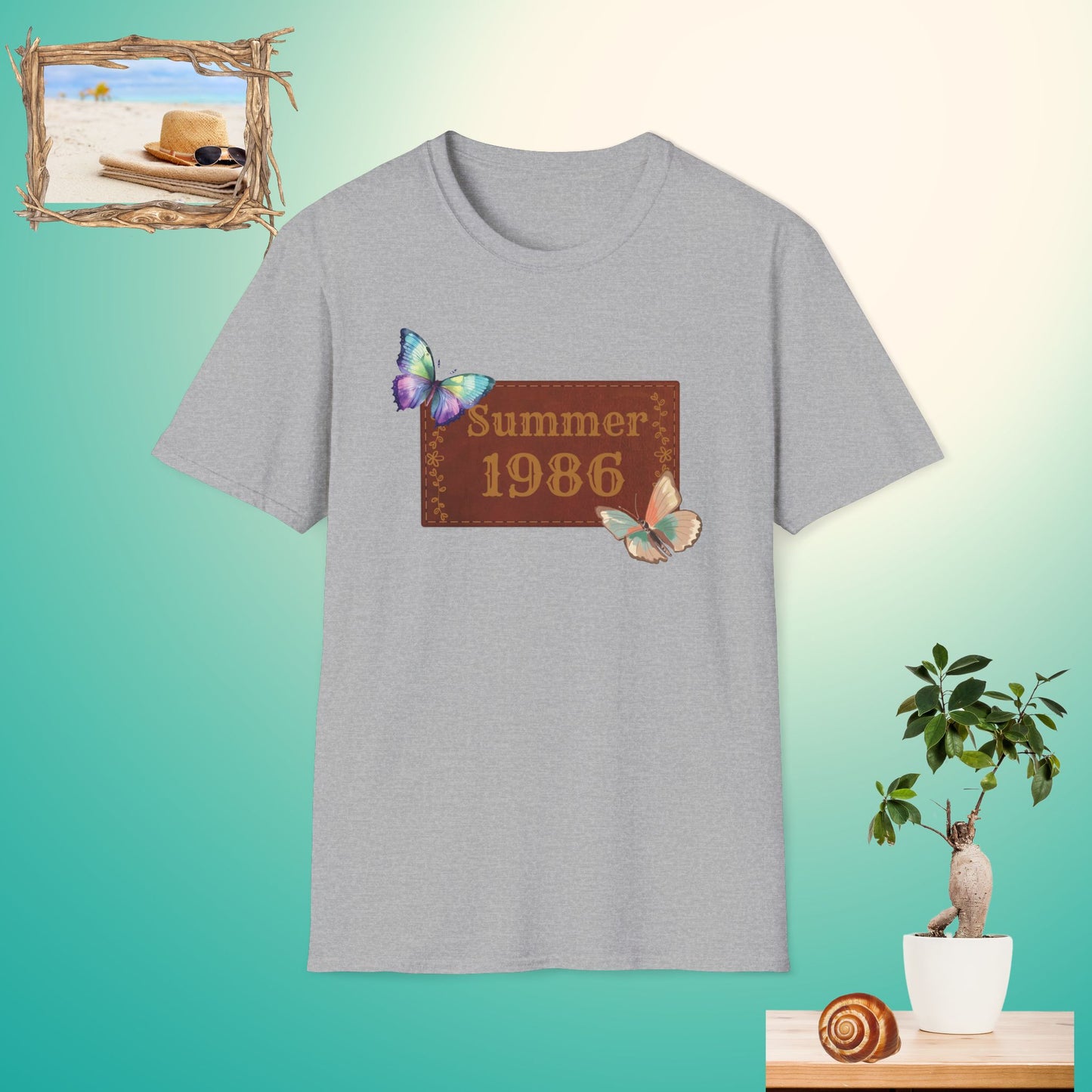 Vintage Summer 1986 Butterfly Unisex Softstyle T-Shirt