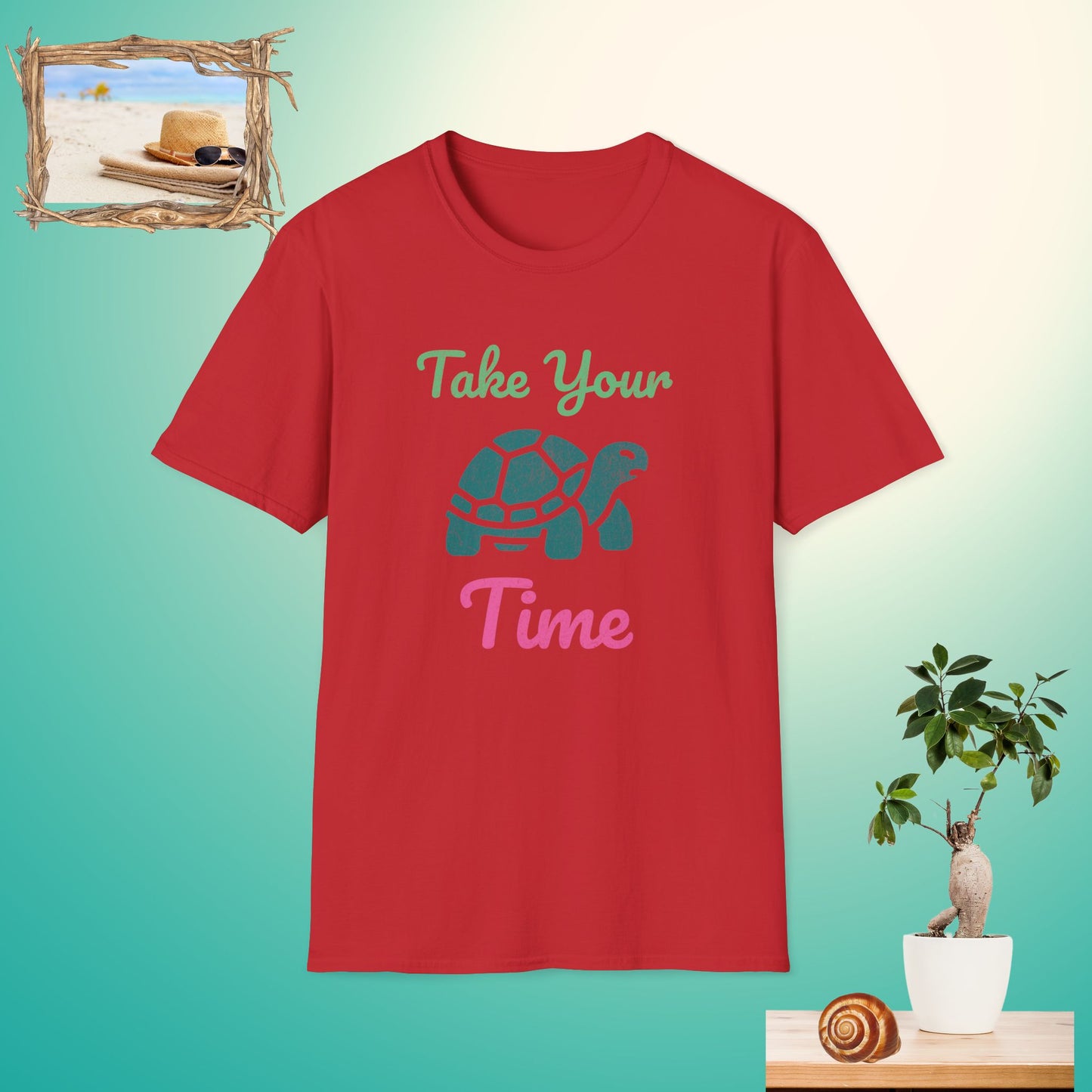 Take Your Time Turtle Dark Unisex Softstyle T-Shirt