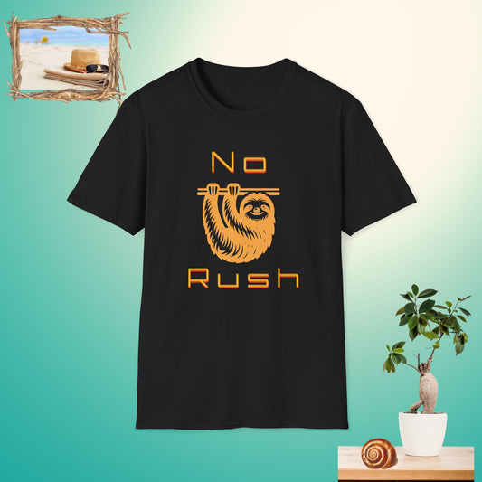 No Rush Sloth Dark Unisex Softstyle T-Shirt