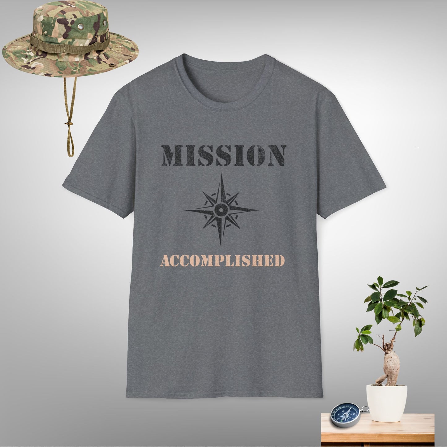 Mission Accomplished Unisex Softstyle T-Shirt - Adventure and Achievement Tee