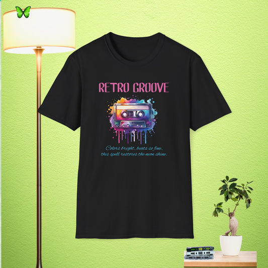 Retro Groove Unisex Softstyle T-Shirt - Colorful Cassette Tape Design for Music Lovers