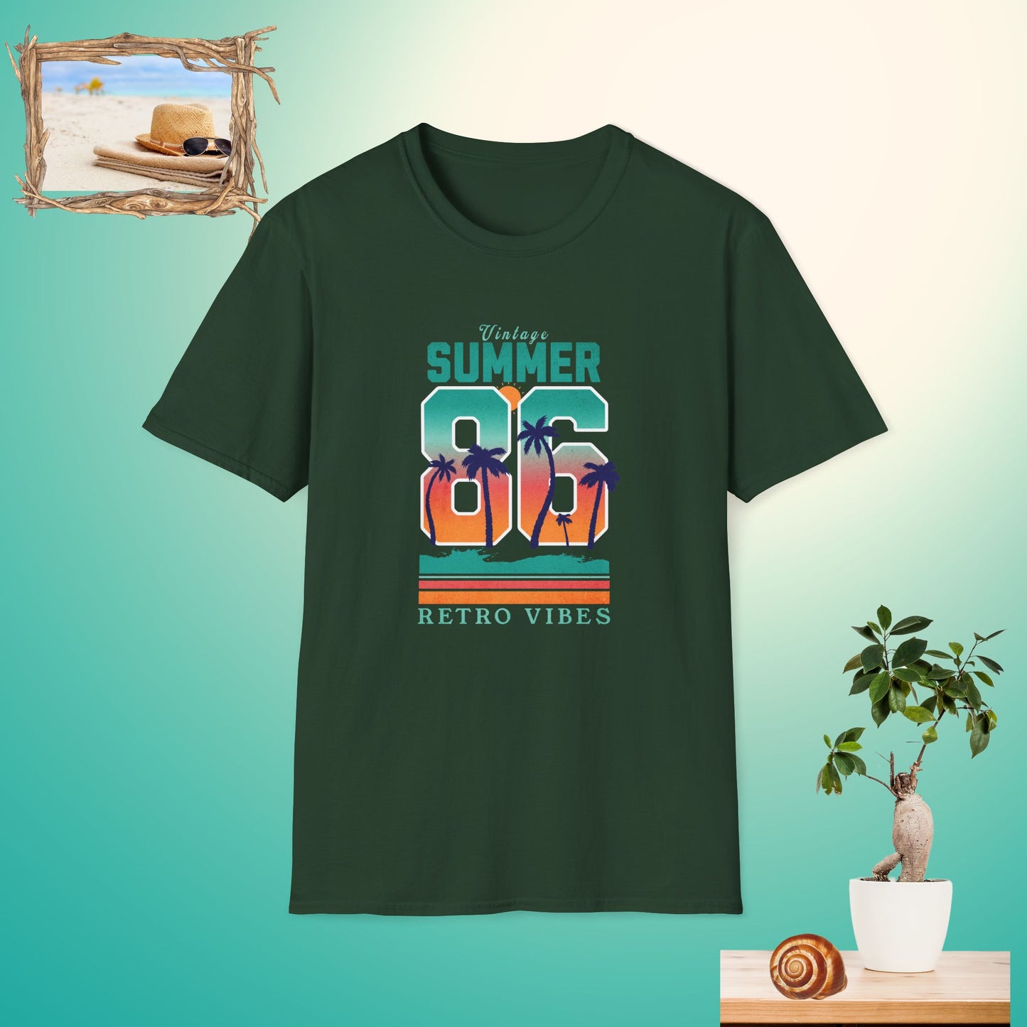 Unisex Retro Summer T-Shirt - 'Summer 86' Palm Vibes