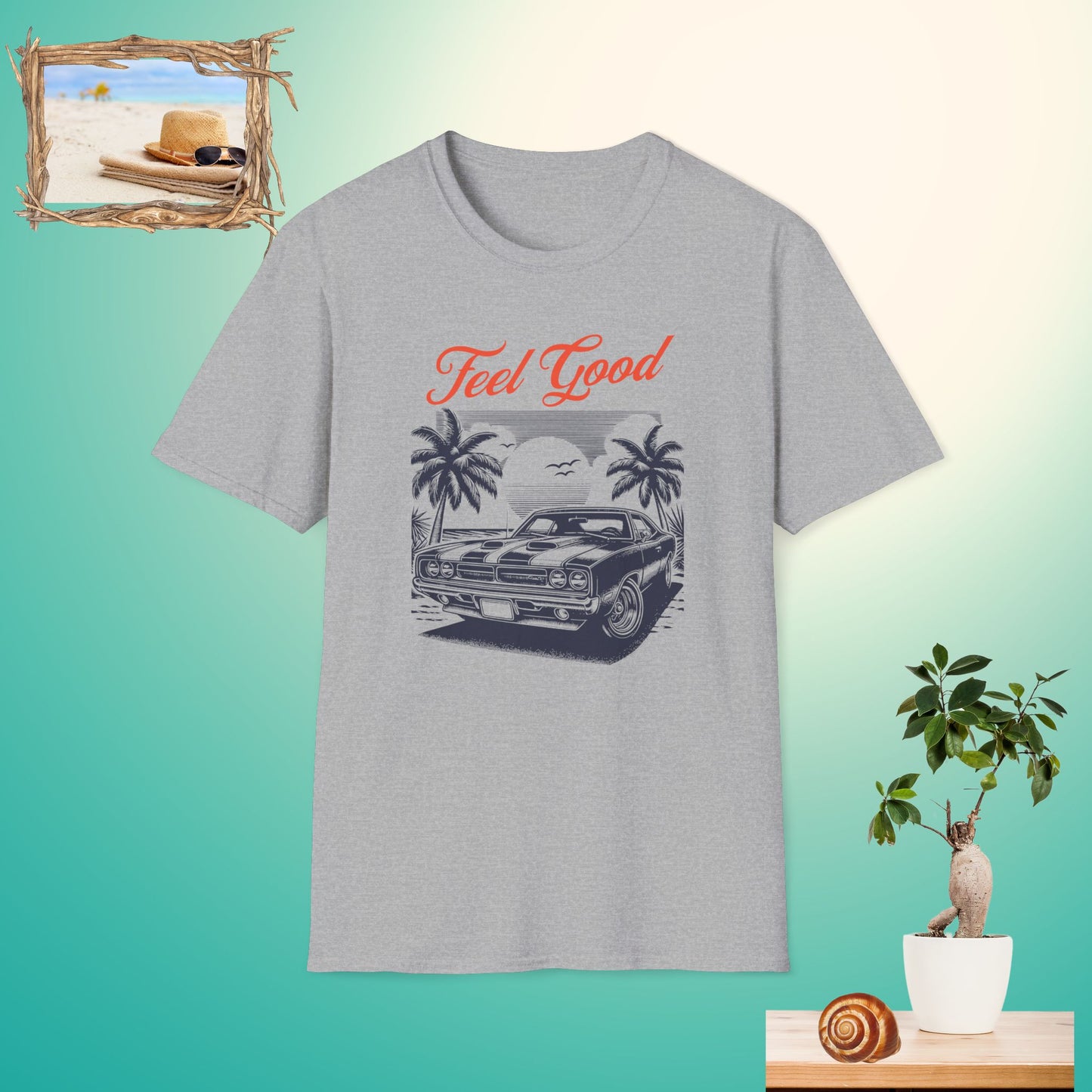 Feel Good Retro Car Unisex Softstyle T-Shirt