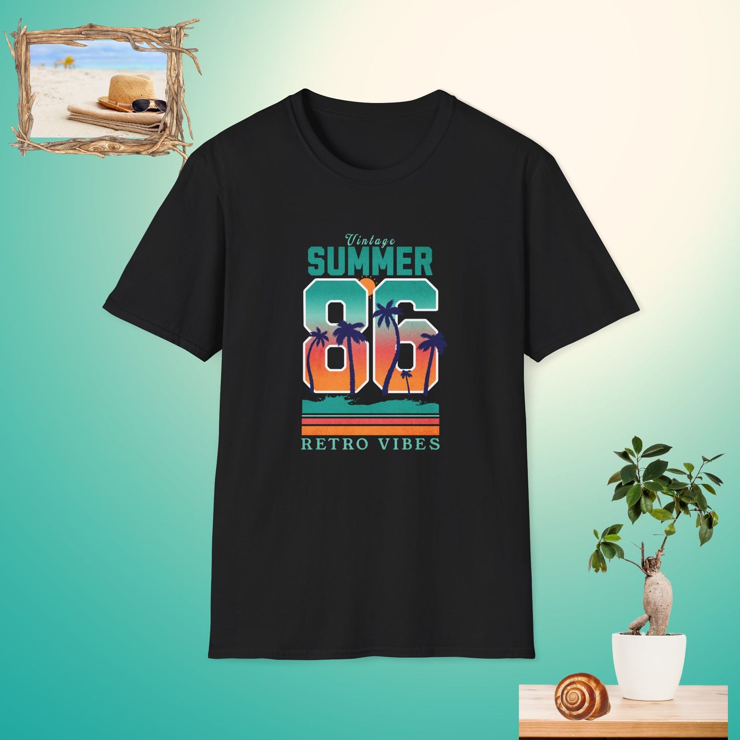 Unisex Retro Summer T-Shirt - 'Summer 86' Palm Vibes