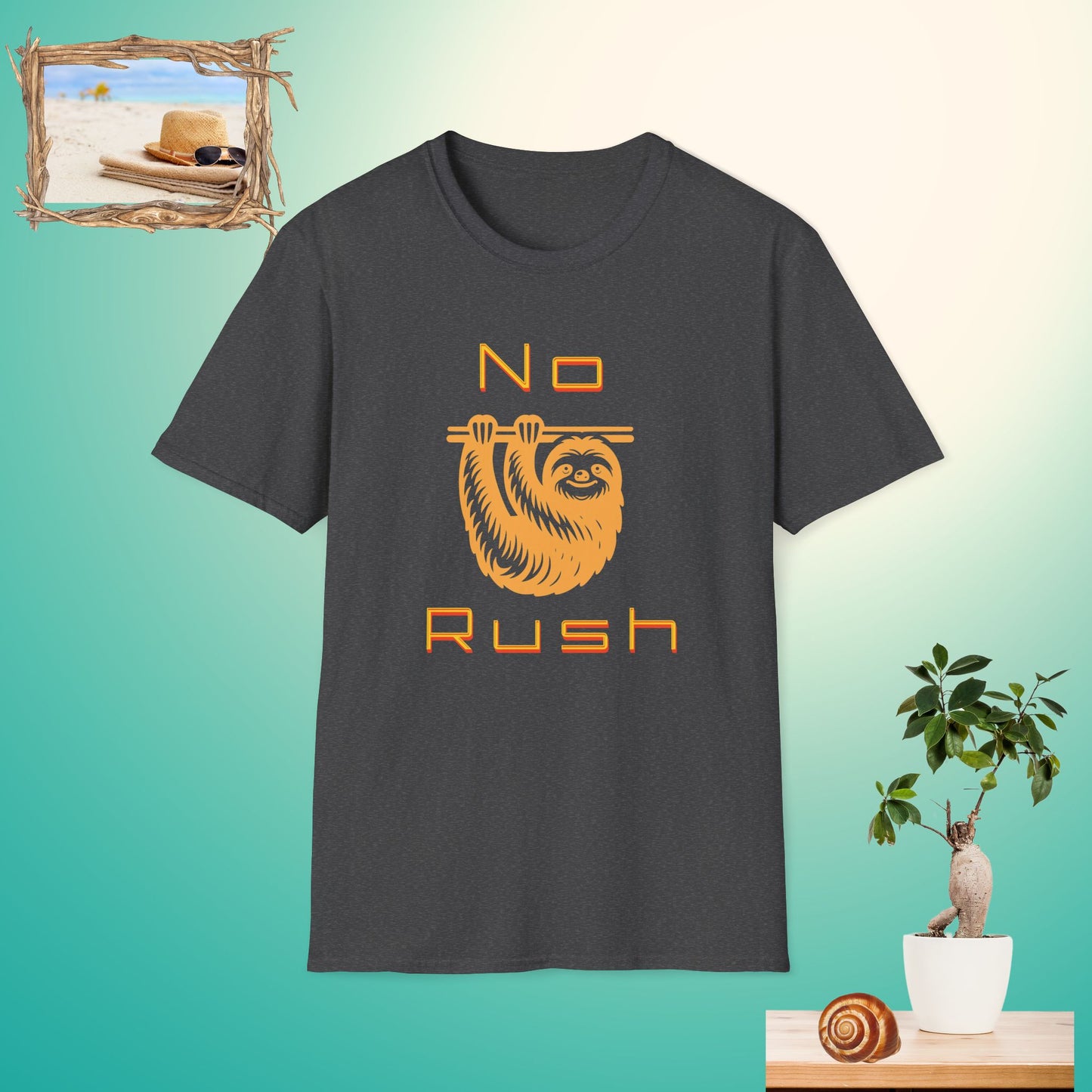 No Rush Sloth Dark Unisex Softstyle T-Shirt