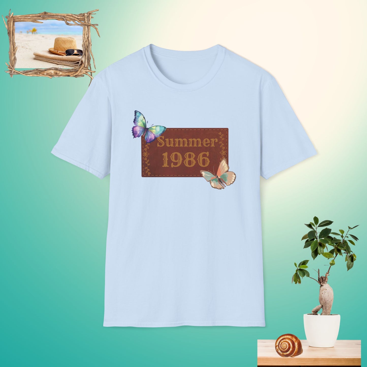 Vintage Summer 1986 Butterfly Unisex Softstyle T-Shirt