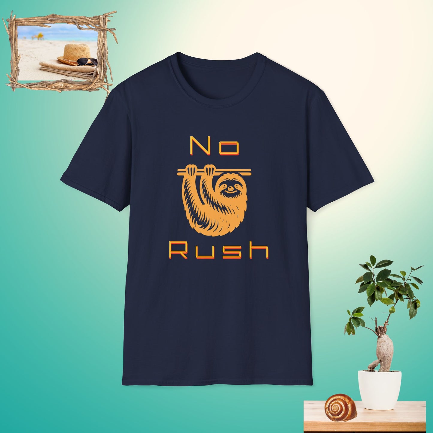 No Rush Sloth Dark Unisex Softstyle T-Shirt