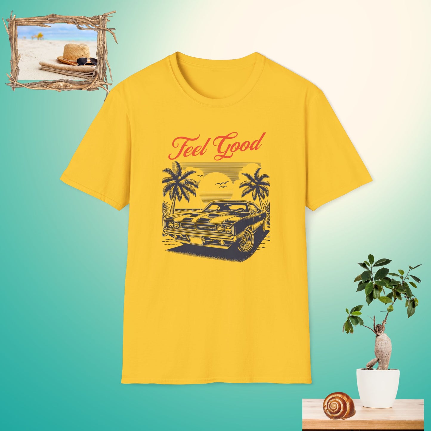 Feel Good Retro Car Unisex Softstyle T-Shirt